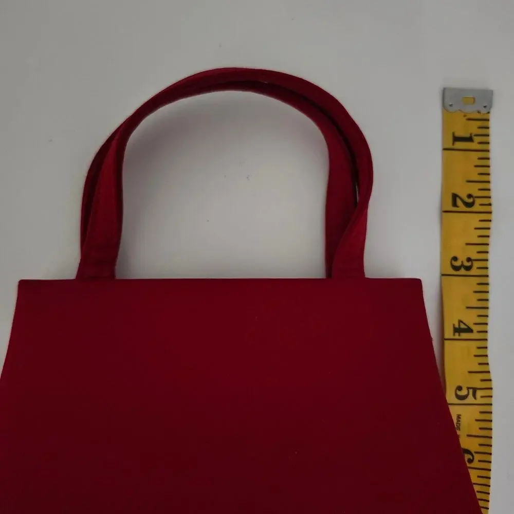 Small Red Satin Evening Clutch/Handbag with Matching Handles and Straps
